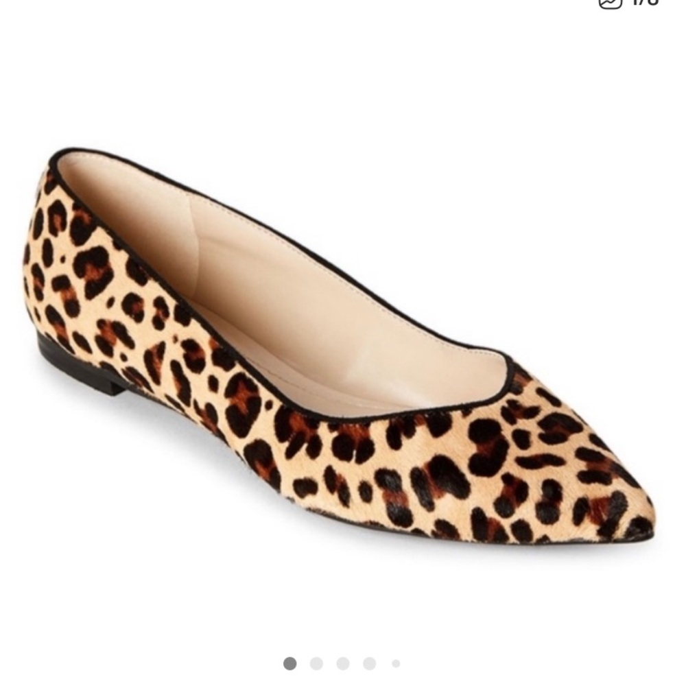 Marc Fisher Alanyz Pointy Toe Flats Leopard Print Cow Hair